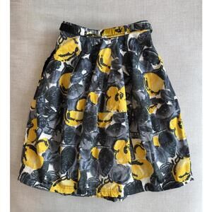 Samantha Sung Belted Lemon Print Knee Length Skirt Size 2